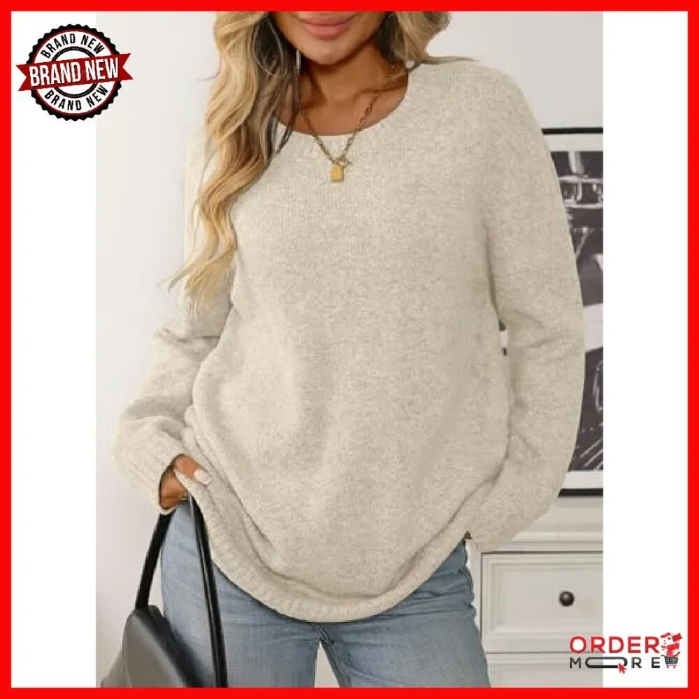 Oversized Chunky Knit Tunic Sweater Winter Pullover Long Sleeve - Picture 4 of 7